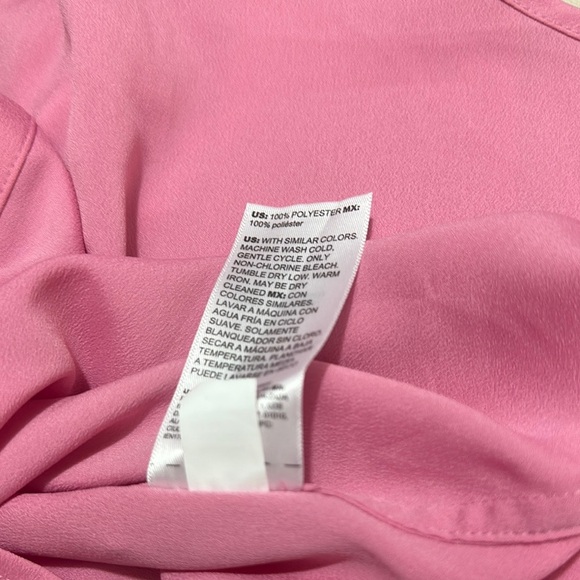 White House Black Market Pink Fitted Puff Sleeve Blouse - Picture 8 of 9